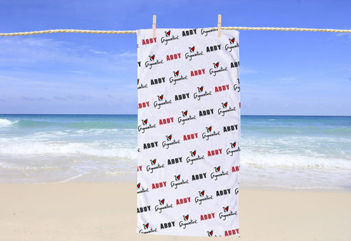 Personalized I Love Gymnastics Design Beach Towel