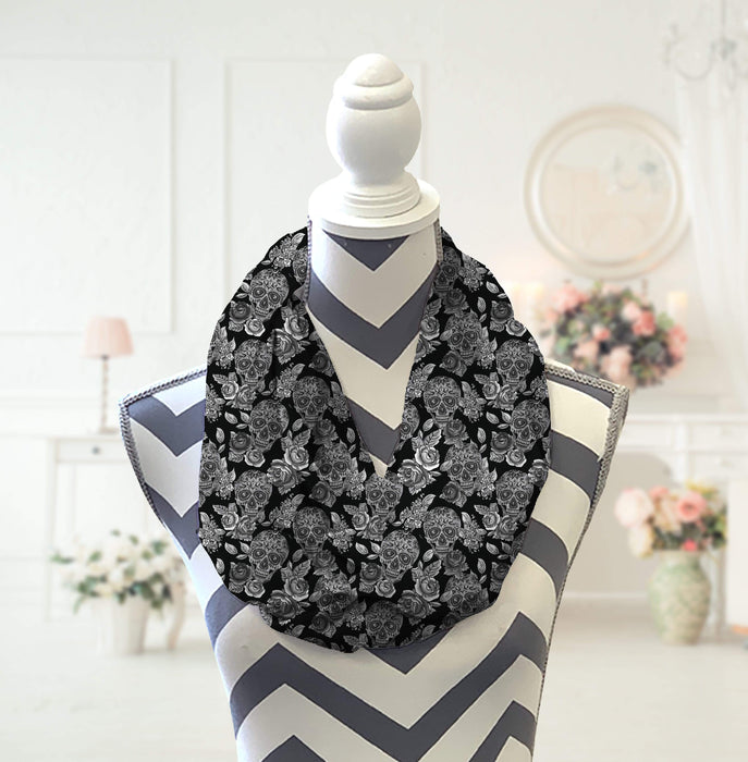 Skulls and Roses Design Infinity Scarf