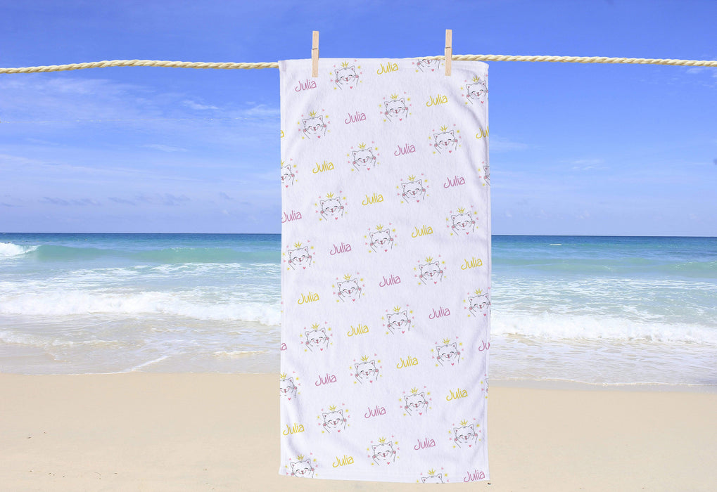 Personalized Kitten Design Beach Towel