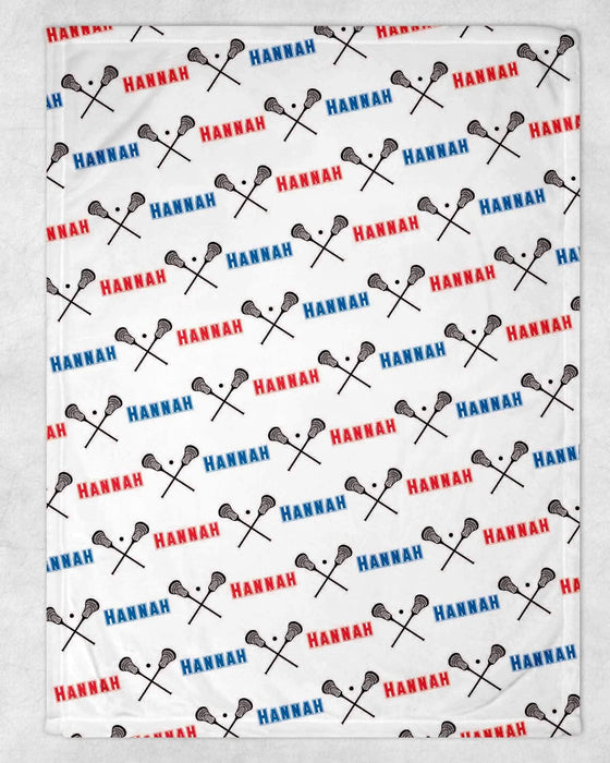 Personalized Lacrosse Design Soft Micro Fleece Blanket