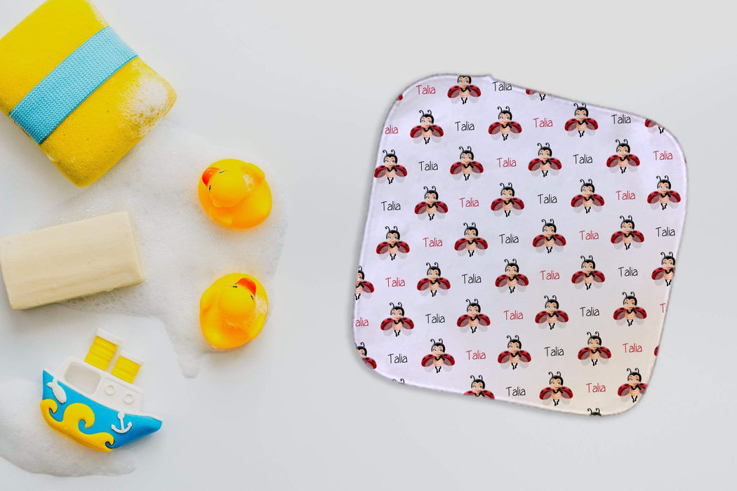 Personalized Cute Ladybug Design Microfiber Wash Cloth