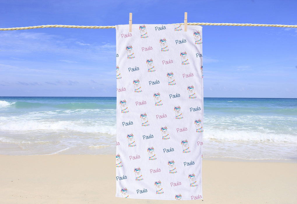 Personalized Llama Design Beach Towel
