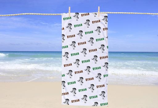 Personalized Martial Arts Boy Design Beach Towel