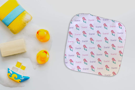 Personalized Baby Mermaid Design Microfiber Wash Cloth