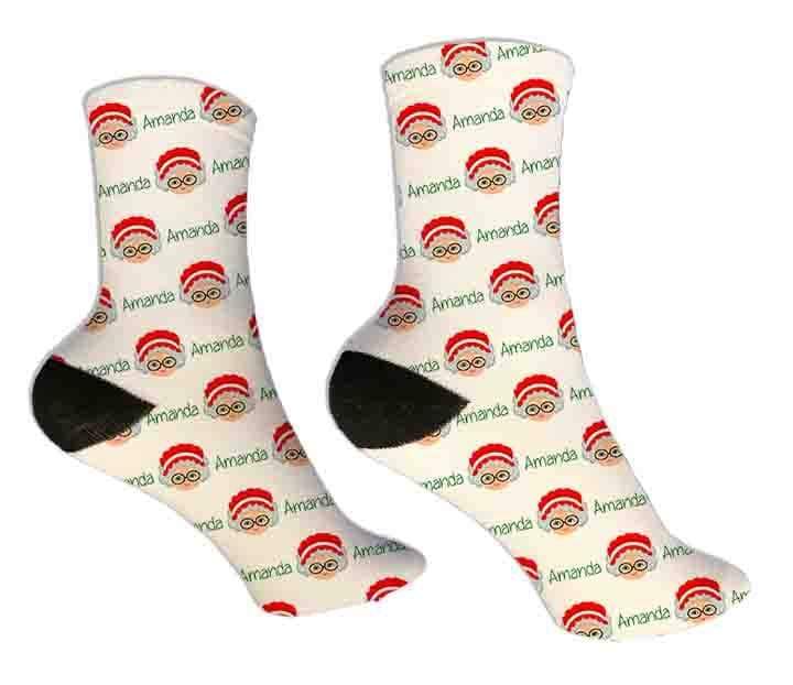 Personalized Mrs. Claus Christmas Design Socks