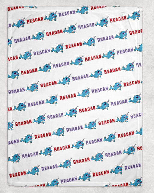 Personalized Narwhal Design Soft Micro Fleece Blanket