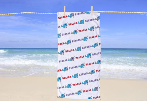 Personalized Narwhal Design Beach Towel