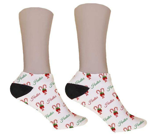 Candy Canes Personalized Christmas Socks - Potter's Printing