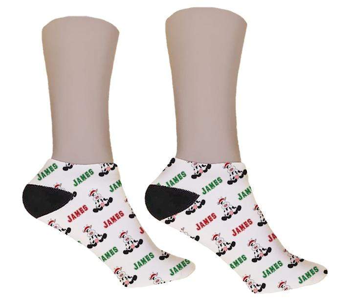 Christmas Cow Personalized Socks - Potter's Printing