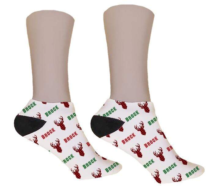 Buffalo Plaid Deer Personalized Christmas Socks - Potter's Printing