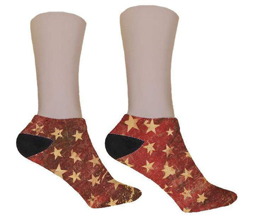 Red Distressed Stars Socks - Potter's Printing