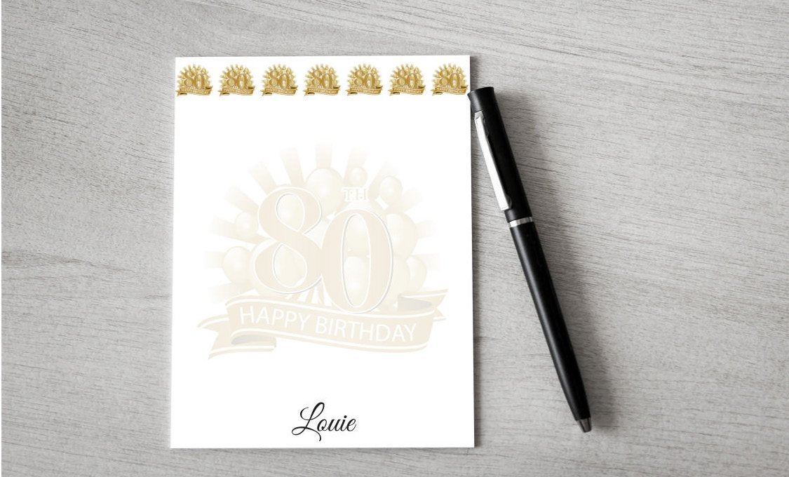 Personalized 80th Birthday Design Note Pad