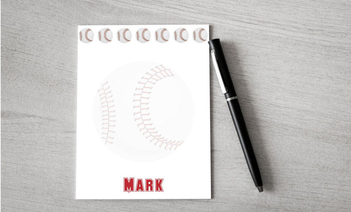 Personalized Baseball Design Note Pad — Potter's Printing