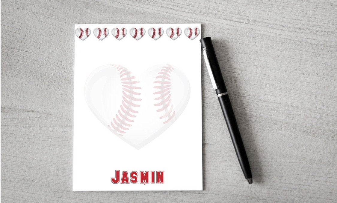Personalized Valentine Baseball Design Note Pad