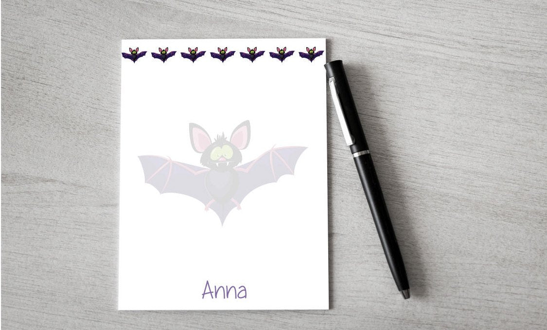 Personalized Bat Design Note Pad