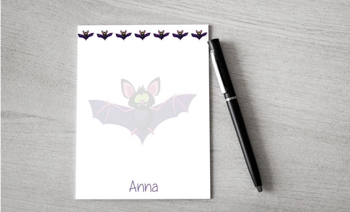 Personalized Bat Design Note Pad — Potter's Printing