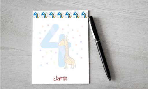 Personalized Giraffe 4th Birthday Design Note Pad
