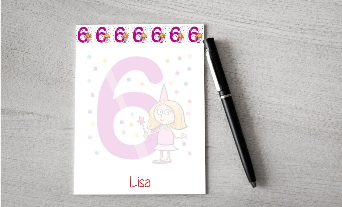 Personalized Princess 6th Birthday Design Note Pad