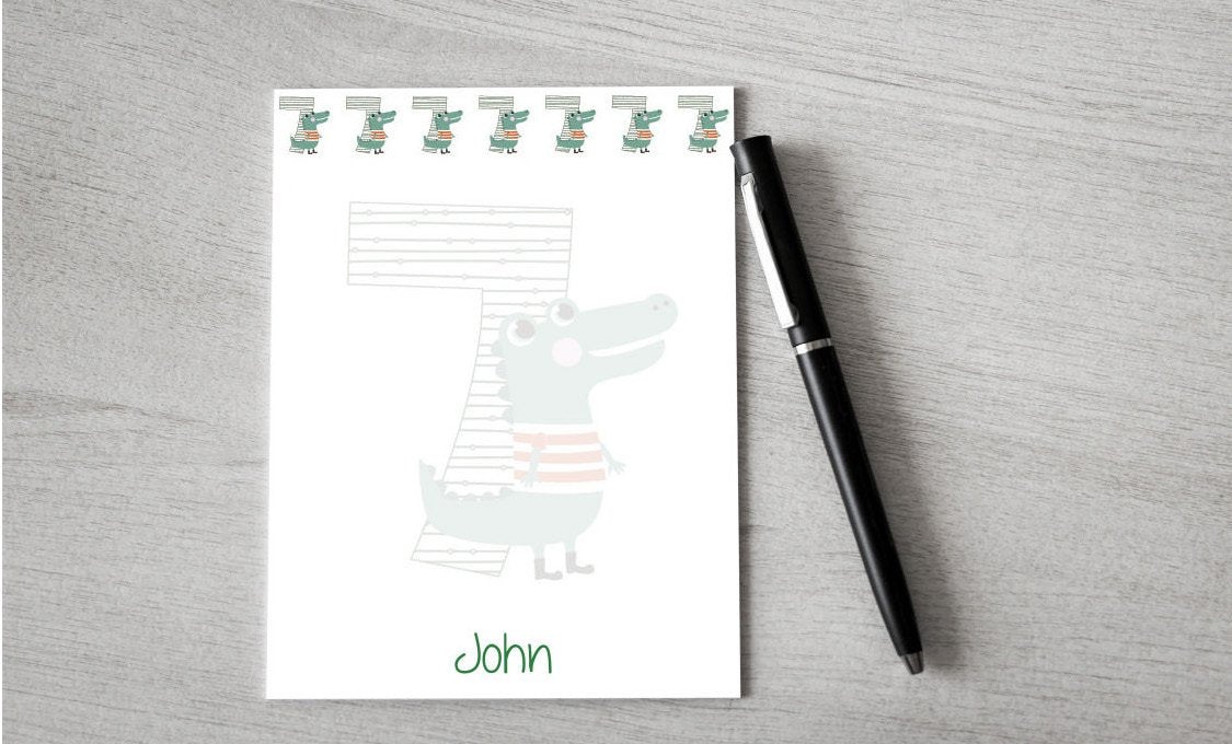 Personalized Alligator 7th Birthday Design Note Pad — Potter's Printing