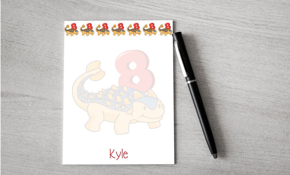 Personalized Dinosuar 8th Birthday Design Note Pad