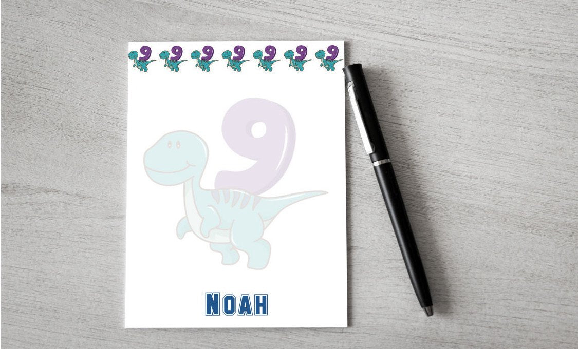 Personalized T Rex 9th Birthday Design Note Pad