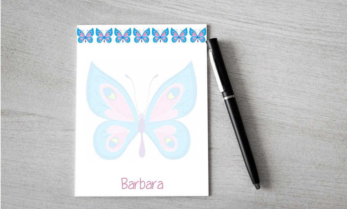 Personalized Butterfly Design Note Pad