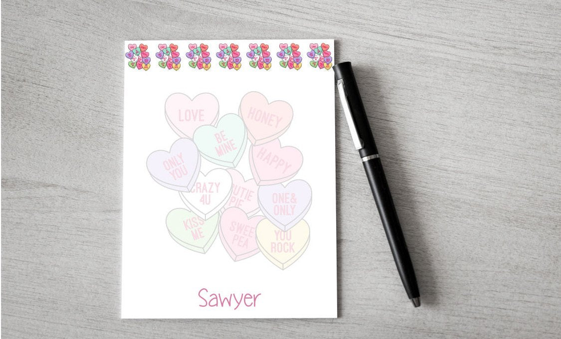 Personalized Candy Hearts Design Note Pad