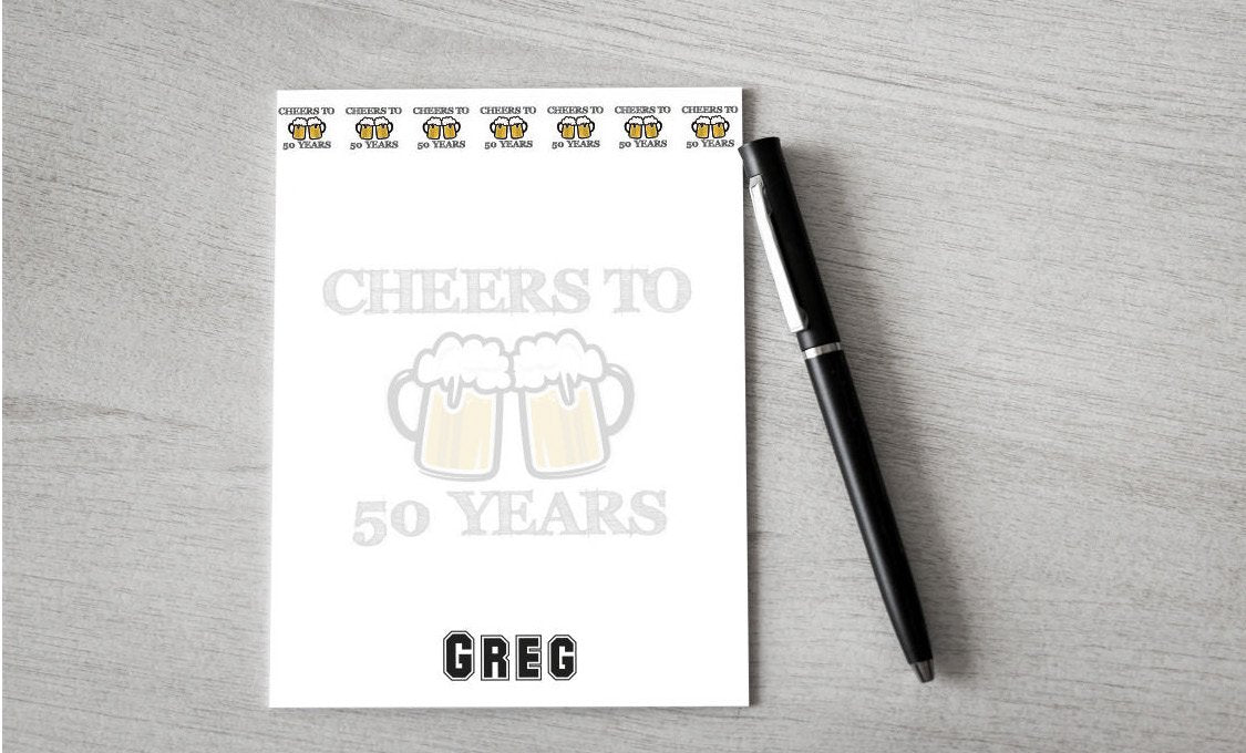 Personalized 50th Birthday Cheers Design Note Pad
