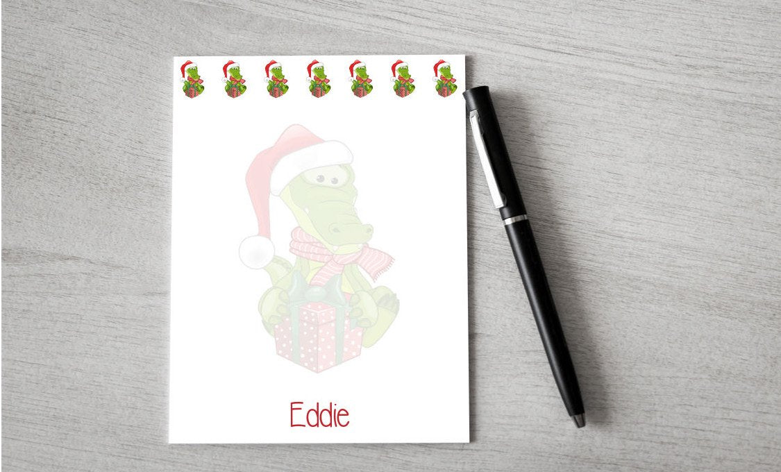 Personalized Christmas Gator Design Note Pad