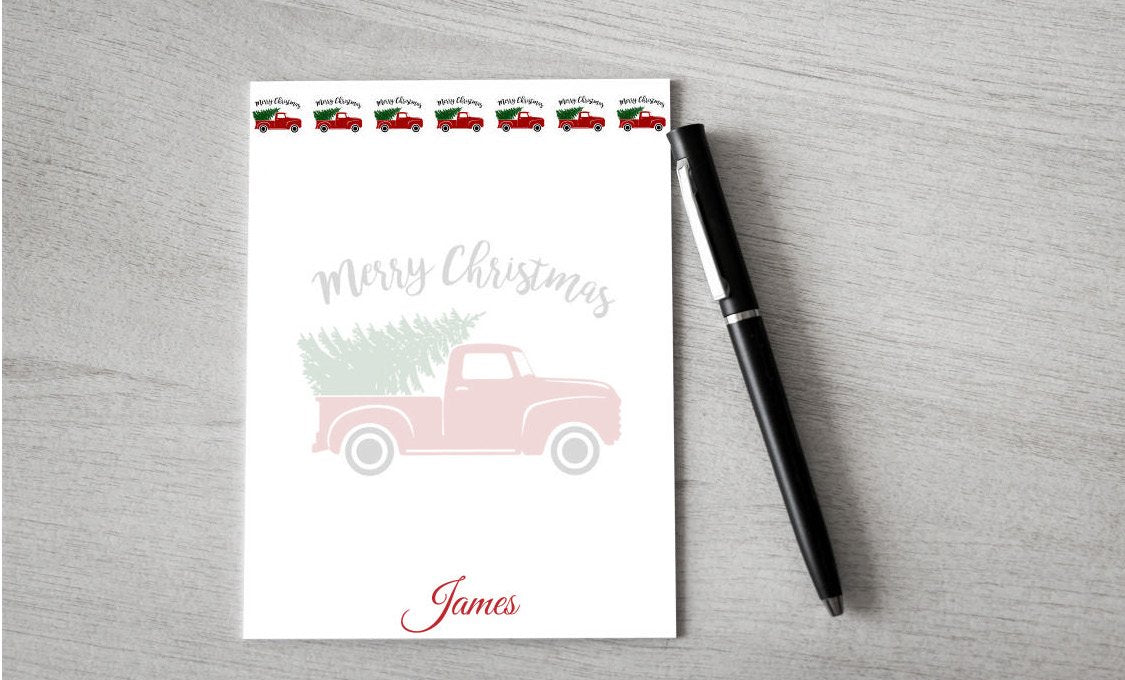 Personalized Christmas Truck Design Note Pad