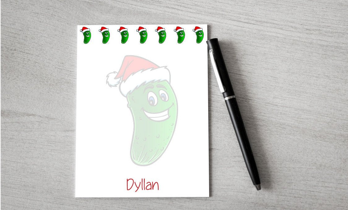 Personalized Christmas Pickle Design Note Pad