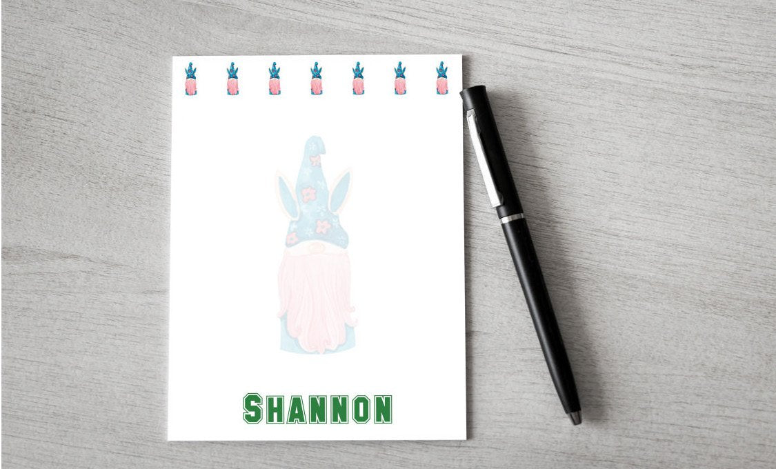 Personalized Easter Gnome Design Note Pad