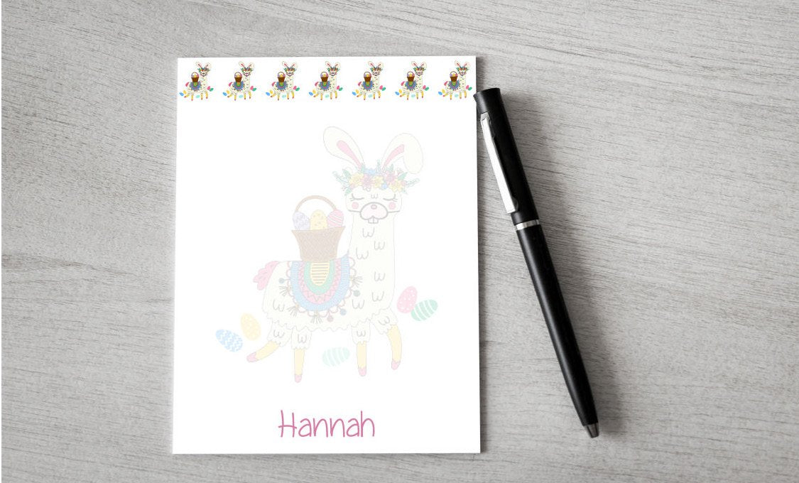 Personalized Easter Llama Design Note Pad