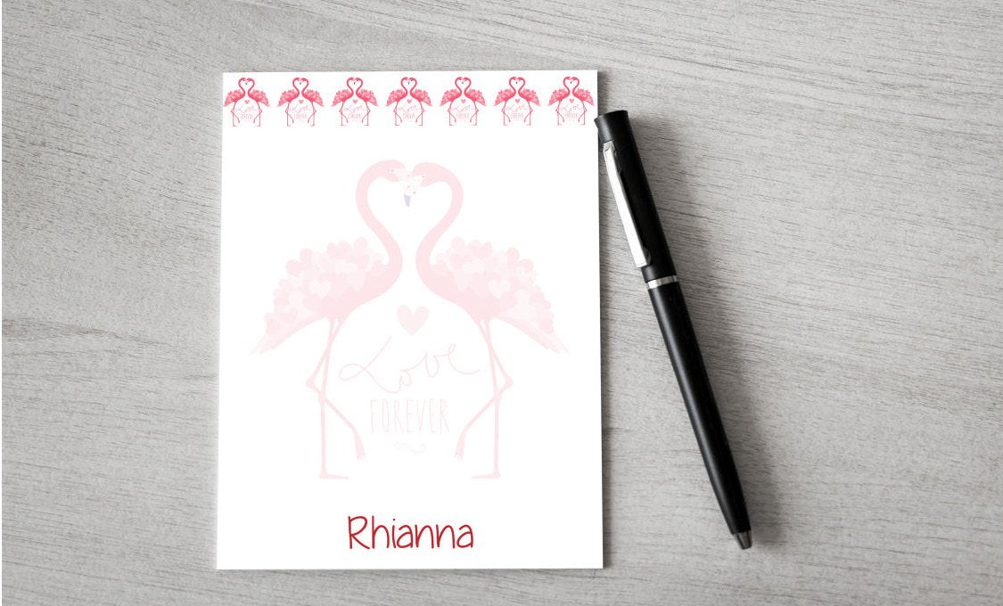 Personalized Valentine Flamingo Design Note Pad