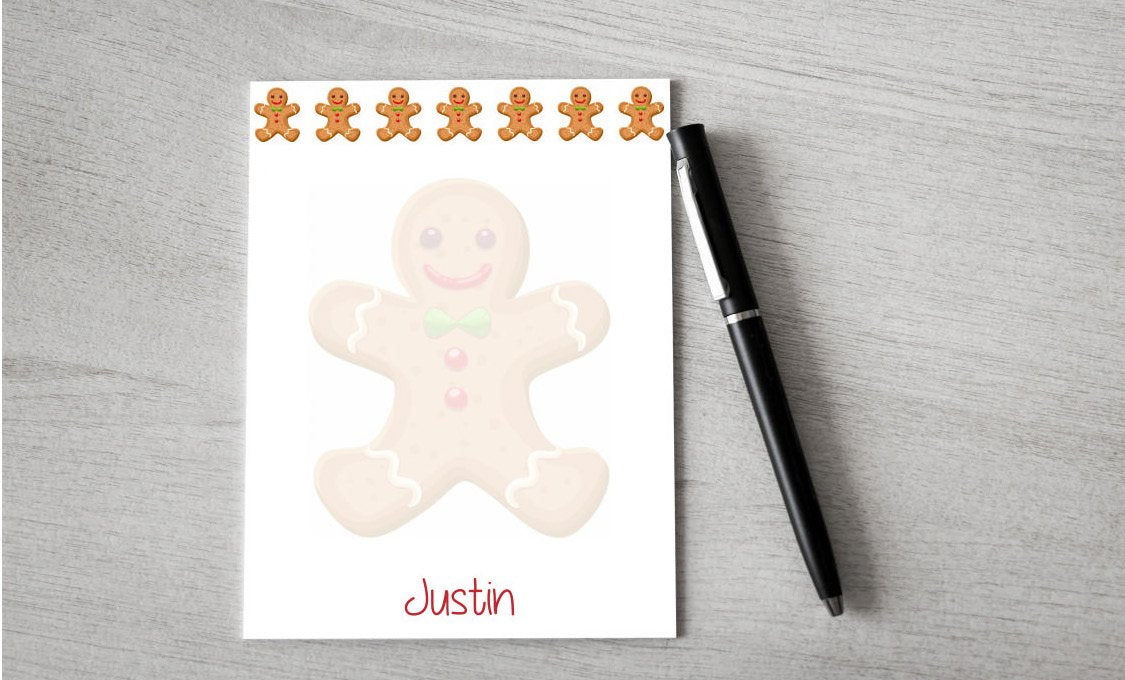 Personalized Gingerbread Boy Design Note Pad — Potter's Printing