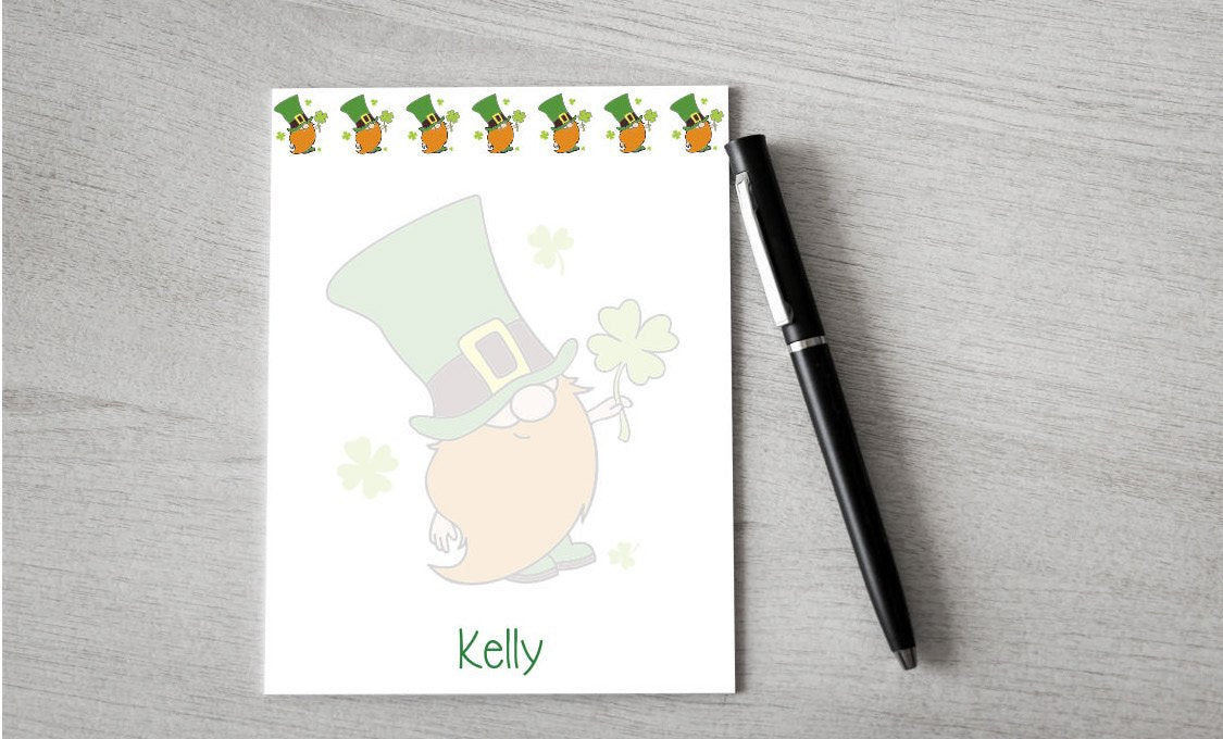Personalized St Patricks Gnome Design Note Pad