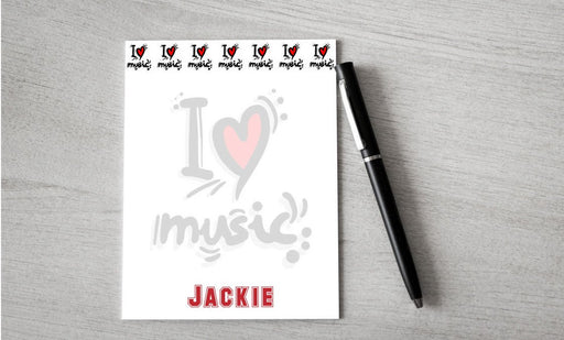 Personalized I Love Music Design Note Pad