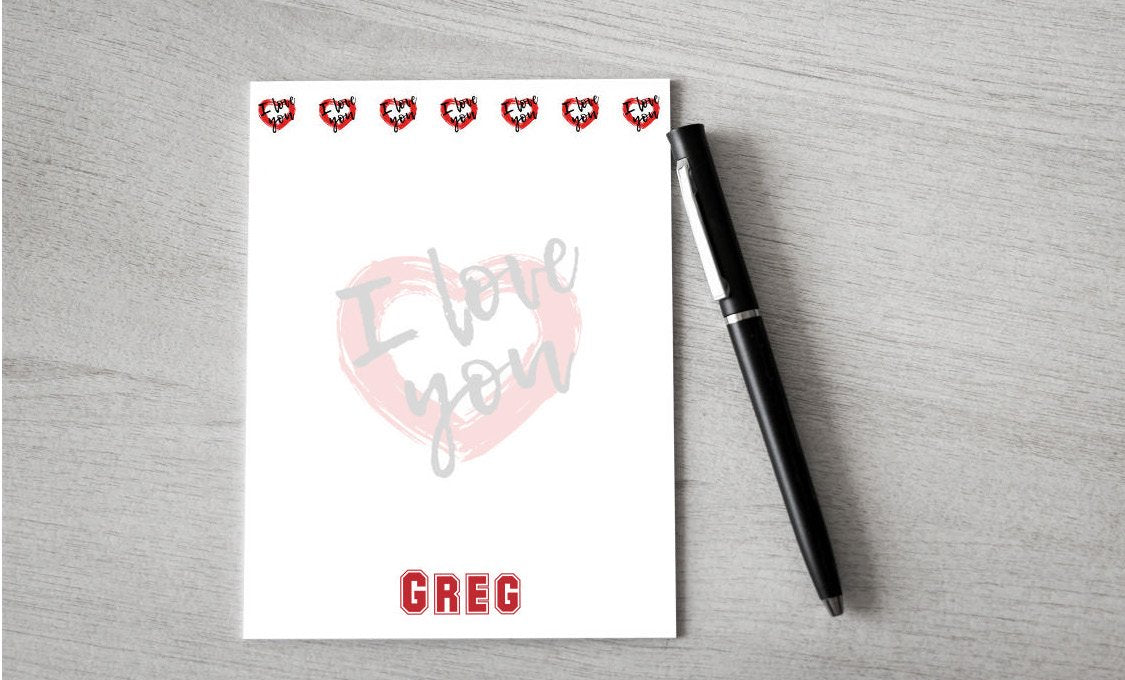 Personalized I Love You Design Note Pad