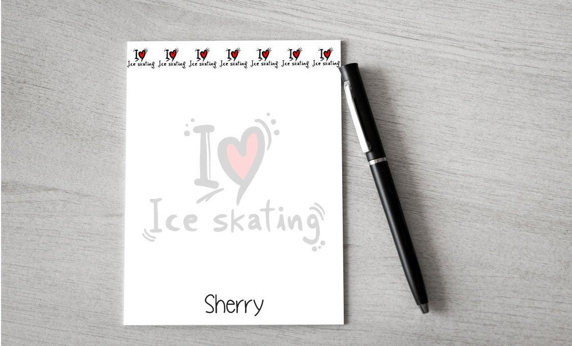 Personalized Ice Skating Design Note Pad