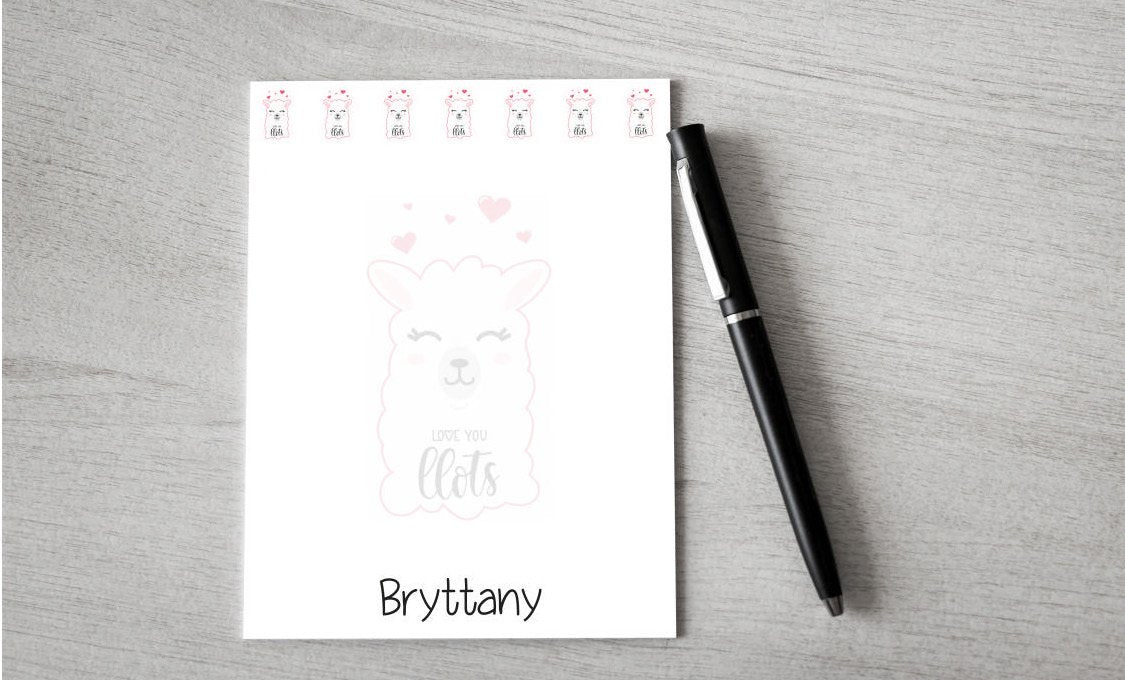 Personalized Valentine LLama Design Note Pad