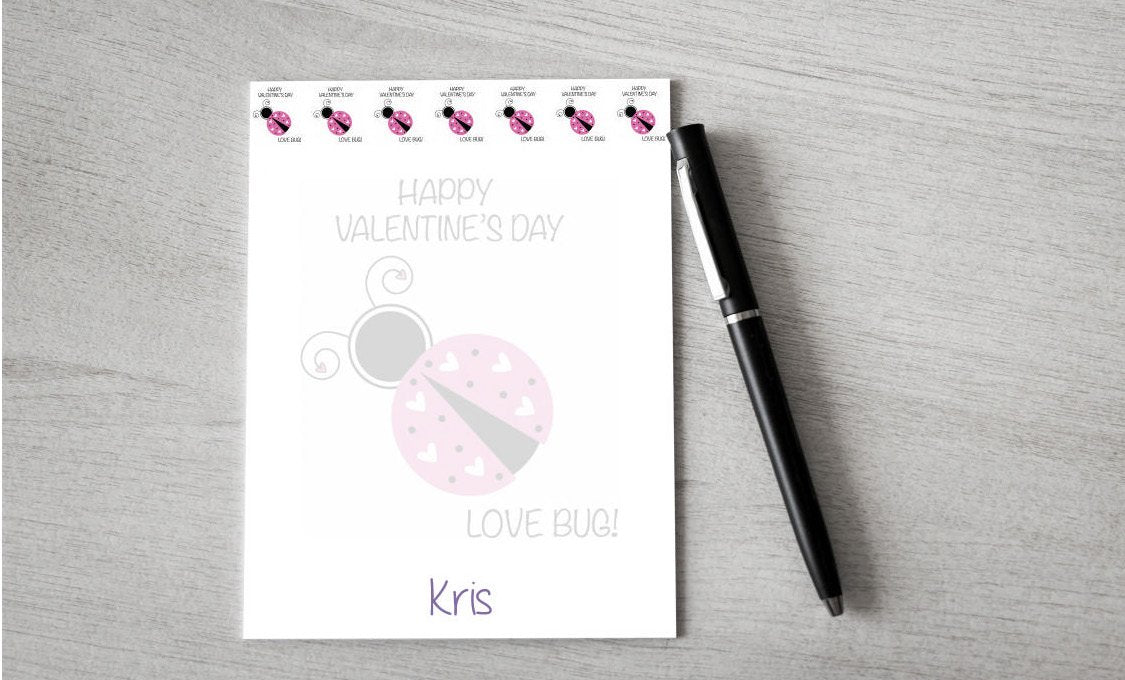 Personalized Love Bug Design Note Pad