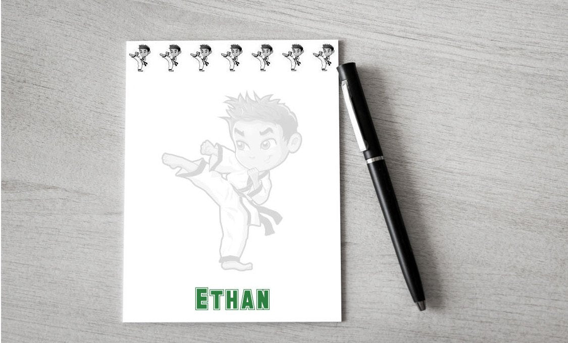 Personalized Martial Arts Boy Design Note Pad