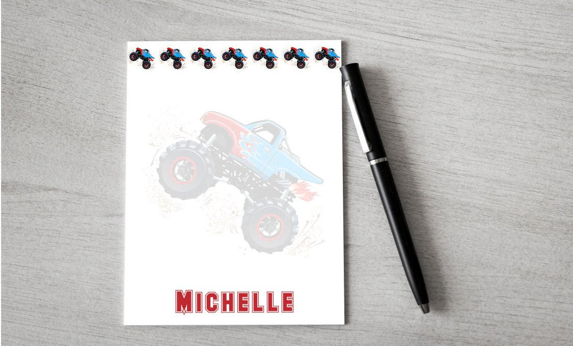 Personalized Monster Truck Design Note Pad