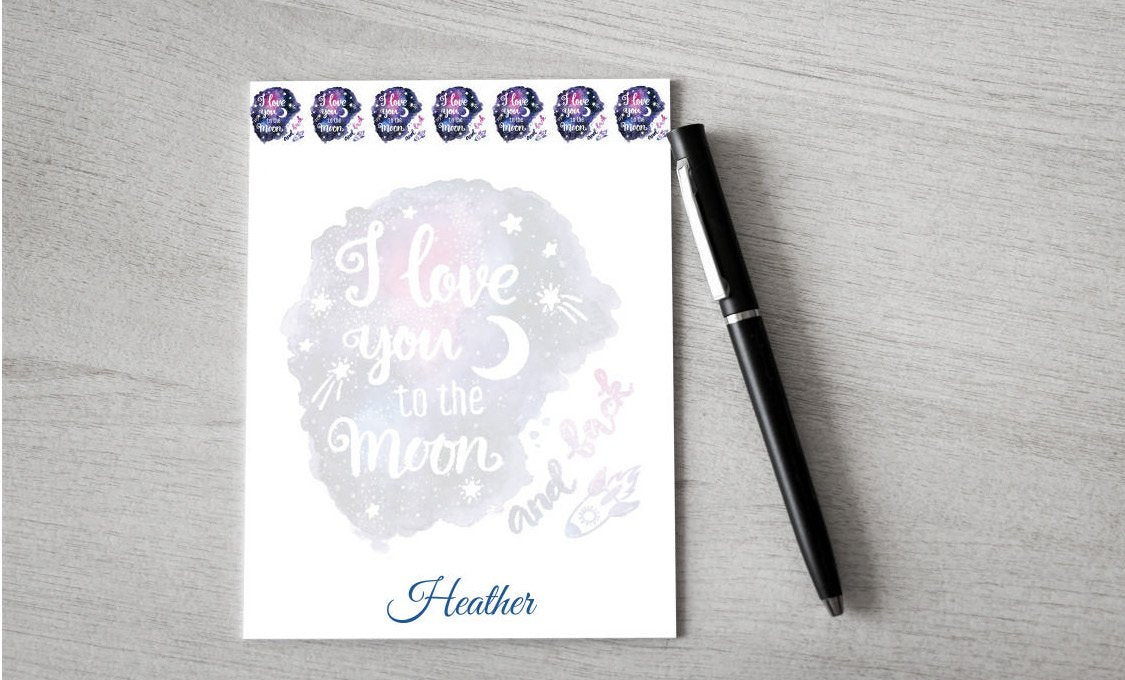 Personalized Moon and Back Design Note Pad — Potter's Printing