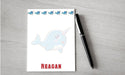 Personalized Narwhal Design Note Pad