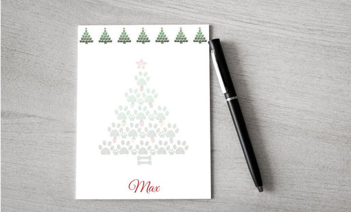 Personalized Paw Christmas Tree Design Note Pad