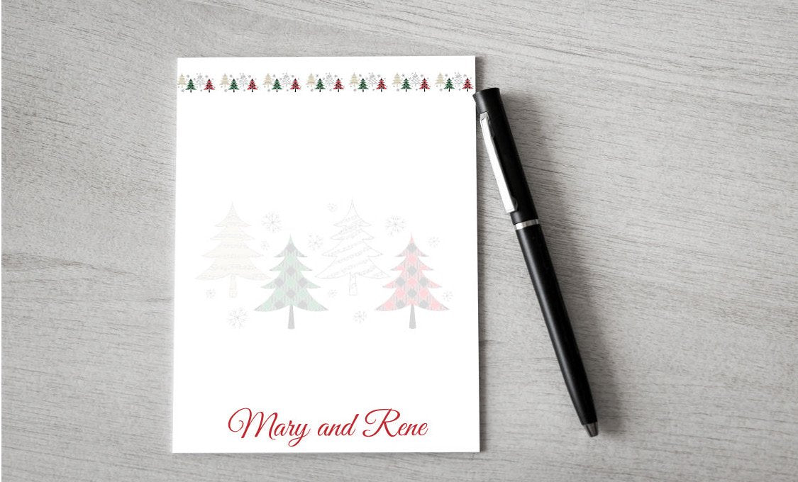 Personalized Plaid Trees Design Note Pad