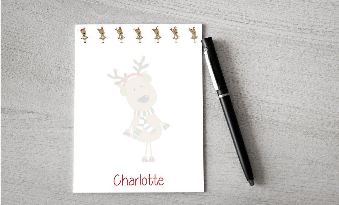 Personalized Reindeer Design Note Pad — Potter's Printing