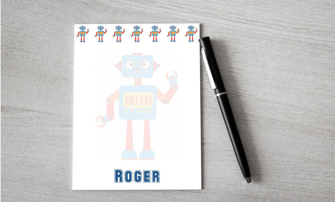 Personalized Engineer Notepad Personalized Robot Design Note Pad — Potter's Printing