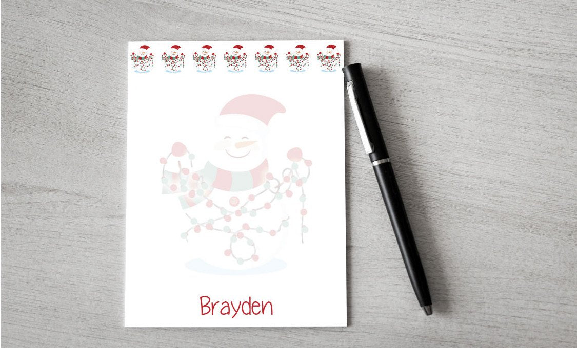 Personalized Snowman Design Note Pad
